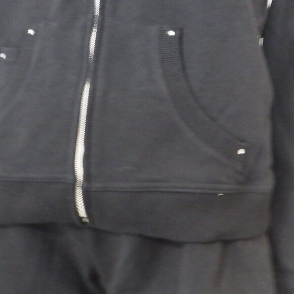 NWT BCBG sz SM MED LG XL 95% cotton BLK SILVER TWIN ROSE BUTTERFLY 2PC TRACKSUIT - Picture 16 of 16